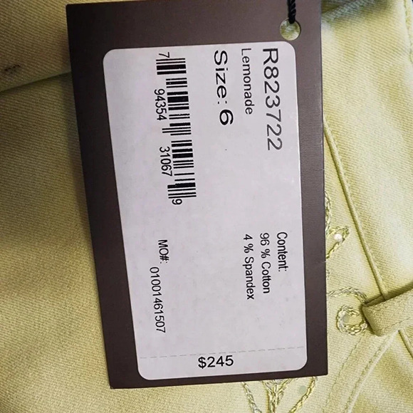 New $245 St. John Classic Bootcut Jean Lemonade Yellow Embroidered Size 6 - Picture 4 of 12